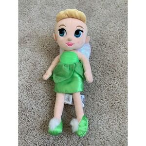 Disney Tinker Bell Plush Doll 13" Cute Fairy Green Dress & Wings